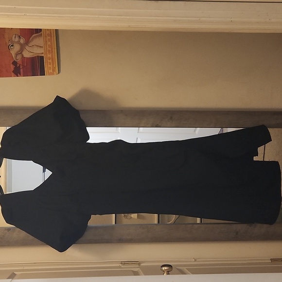 NWT Pretty Little Thing Black Puff Sleeve Ruched Side Split Midi Dress Size 26 - Picture 1 of 4